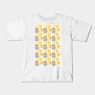 Atomic Age Mid-Century Pattern in Yellow and Grey Kids T-Shirt